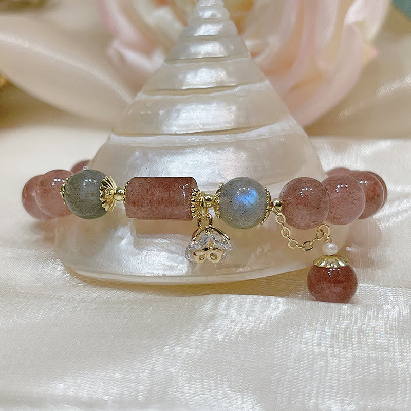 Nimara Ritual Natural Strawberry Quartz Moonstone Love Bracelet
