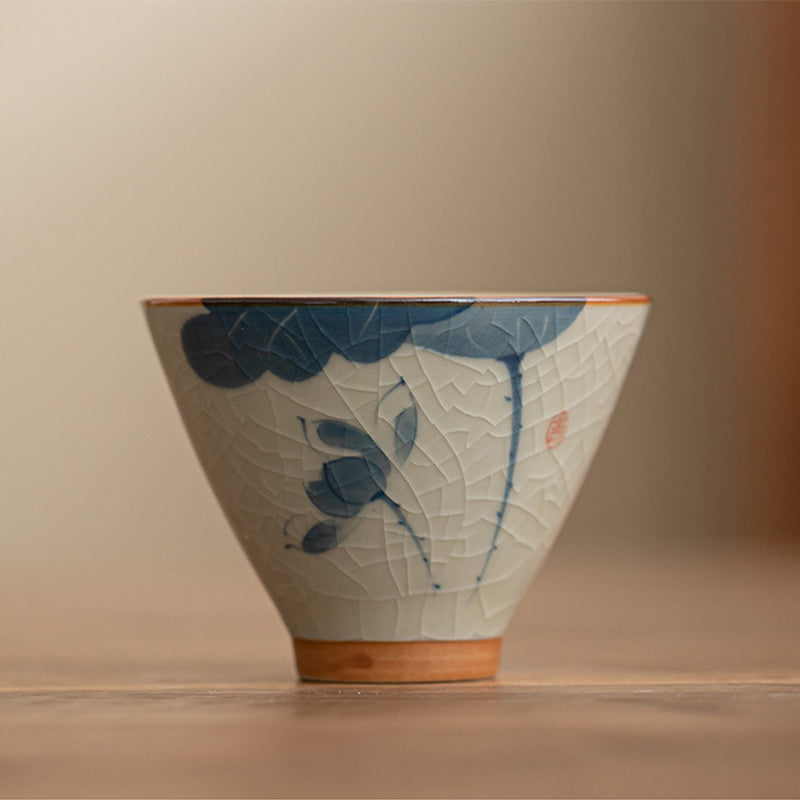 Nimara Ritual Persimmon Boat Koi Fish Lotus Ceramic Teacup Kung Fu Tea Cup 50ml