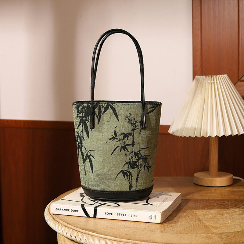Nimara Ritual Green Bamboo Print Vintage Crossbody Bag Handbag