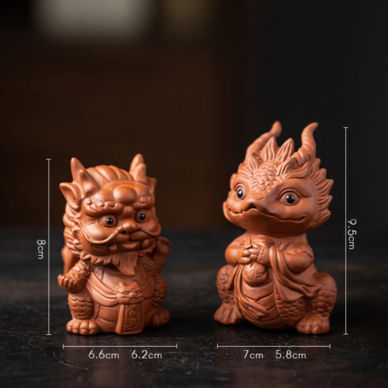 Nimara Ritual Luck Dragon Wealth Tea Pet Purple Clay Figurine Decoration