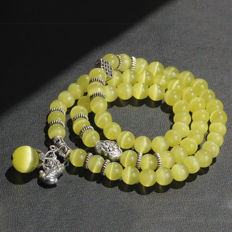Nimara Ritual Cat Eye PiXiu Support Triple Wrap Bracelet