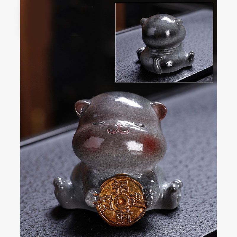 Nimara Ritual Color Changing Cute Mini Cat Resin Tea Pet Wealth Home Figurine Decoration