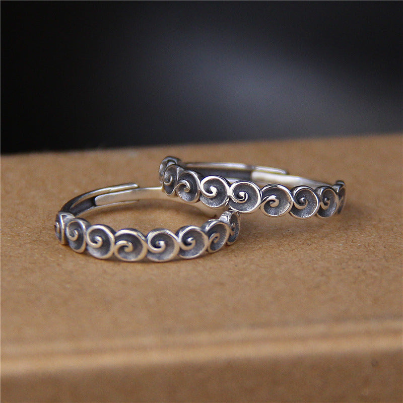 Nimara Ritual 925 Sterling Silver Auspicious Clouds Engraved Ring