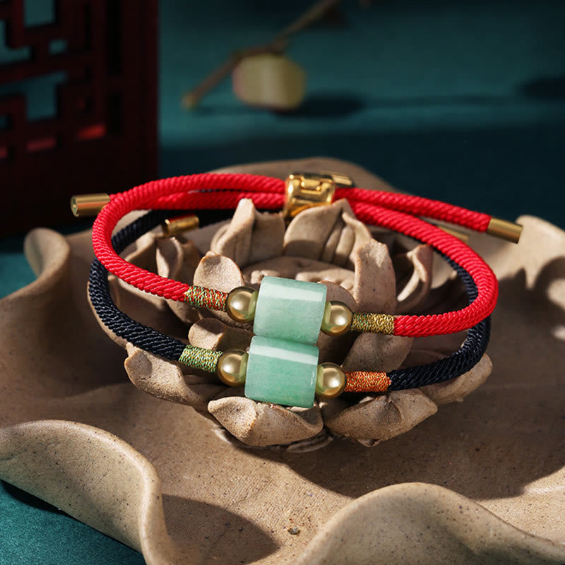 Nimara Ritual Tibet Handmade Green Aventurine Red Stone Malachite Luck Protection Braided Rope Bracelet
