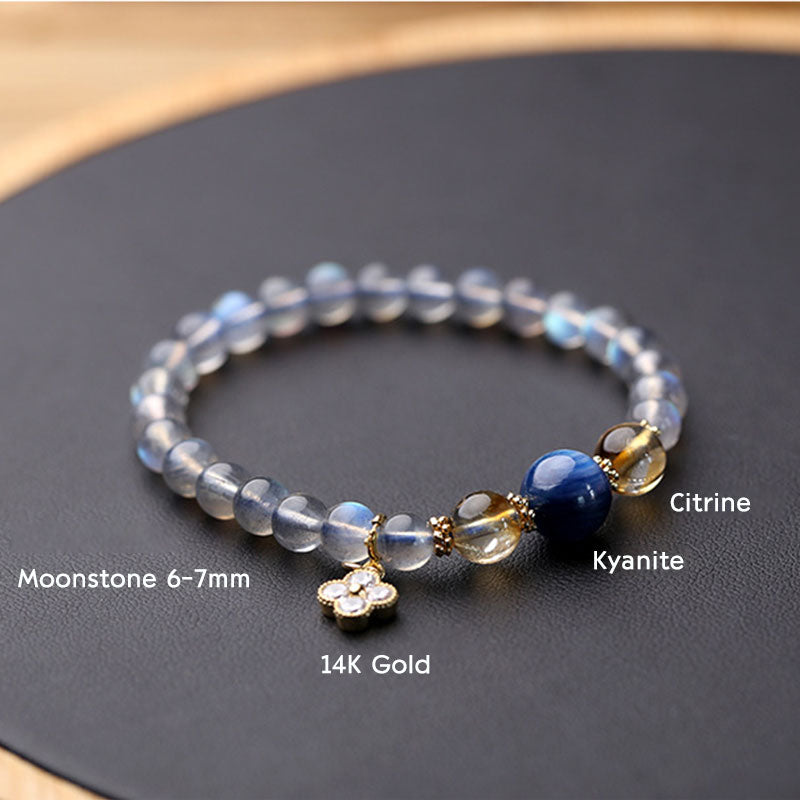 Nimara Ritual Natural Moonstone Flower Chram Healing Beads Bracelet