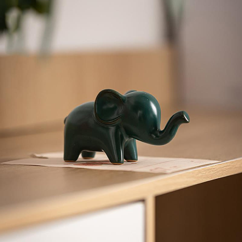 Nimara Ritual Small Ceramic Elephant Home Tea Pet Figurine Desk Decoration