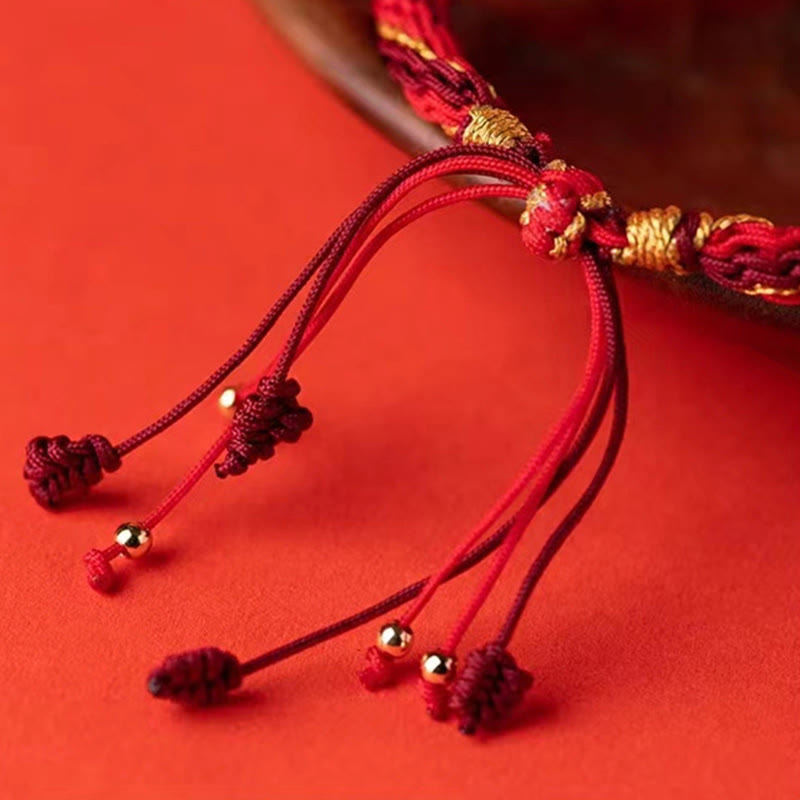 Nimara Ritual Five Directions Gods of Wealth Handmade Reincarnation Knot Protection String Braid Bracelet