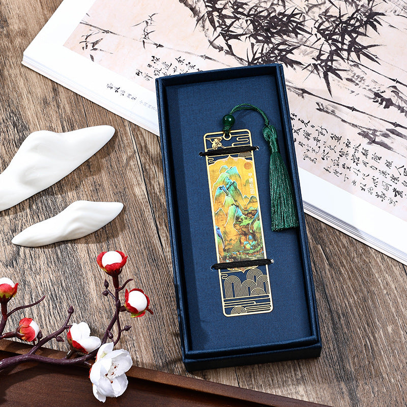 Nimara Ritual A Panorama of Rivers and Mountains Metal Hollow Bookmarks Tassel With Gift Box
