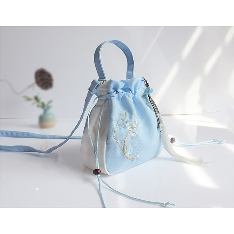 Nimara Ritual Handmade Embroidered Flowers Canvas Tote Shoulder Bag Handbag