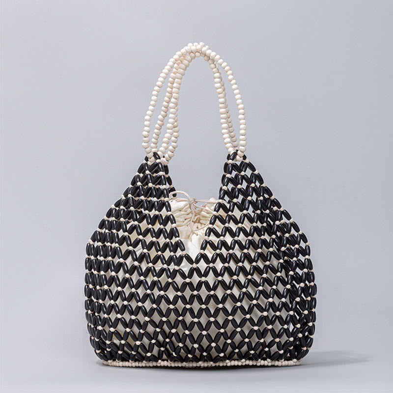 Nimara Ritual Hand-woven Wooden Beads Shoulder Bag Handbags