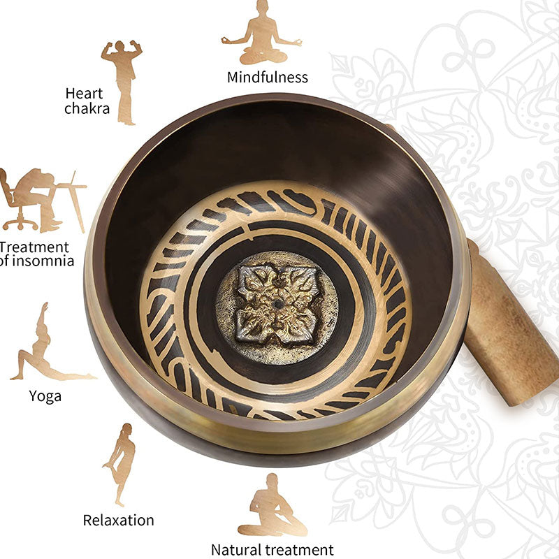 Nimara Ritual Tibetan Meditation Bowl for Healing and Mindfulness Om Mani Padme Hum Singing Bowl