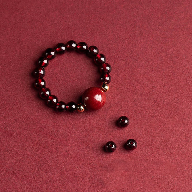 Nimara Ritual Garnet Cinnabar Lucky Bead PiXiu Om Mani Padme Hum Rose Protection Ring