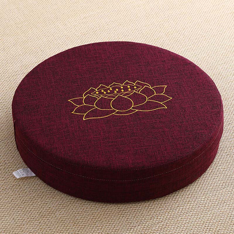 Nimara Ritual Lotus Embroidery Cotton Linen Meditation Seat Cushion