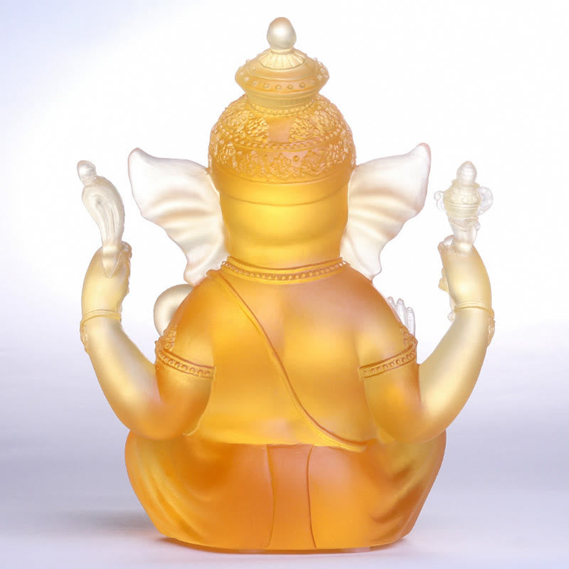 Nimara Ritual Handmade Ganesh Ganpati Elephant Figurine Liuli Crystal Art Piece Protection Statue Home Decoration