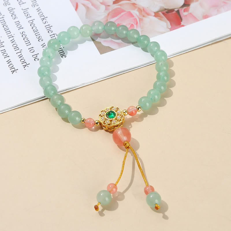 Nimara Ritual Green Aventurine Luck Bead Tassel Bracelet