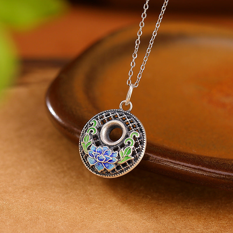 Nimara Ritual 999 Sterling Silver Koi Fish Fu Character Lotus Peace Buckle Wealth Necklace Pendant