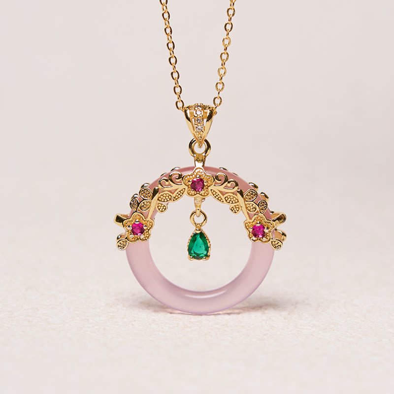 Nimara Ritual Green Chalcedony Peace Buckle Design Strength Necklace Pendant