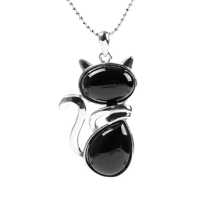 Nimara Ritual Cat Pattern Natural Crystal Protection Necklace Pendant