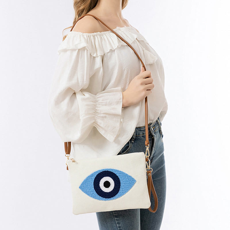 Nimara Ritual Evil Eye Leaf Hamsa Canvas Crossbody Bag Shoulder Bag Handbag
