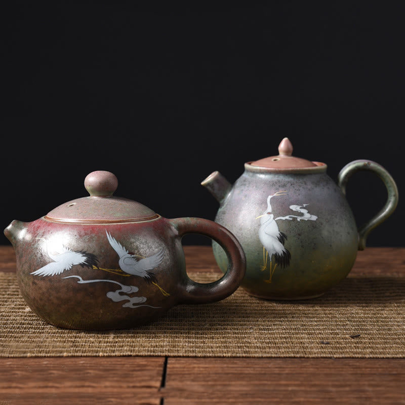 Nimara Ritual White Crane Cloud Chinese Gongfu Tea Ceramic Kung Fu Teapot