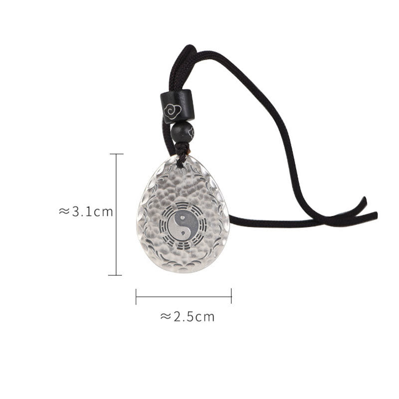 Nimara Ritual Vintage 999 Sterling Silver Yin Yang Bagua Water Drop Design Balance Harmony Necklace Pendant