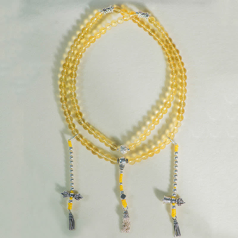 Nimara Ritual 108 Mala Beads 925 Sterling Silver Natural Citrine Red Agate White Jade Prosperity Charm Bracelet