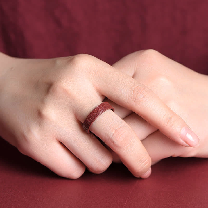 Nimara Ritual Cinnabar Om Mani Padme Hum Auspicious Clouds Blessing Ring
