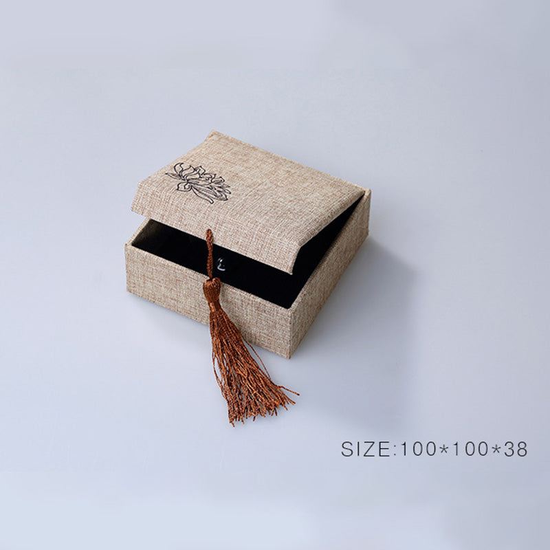 Nimara Ritual Lotus Pattern Jewelry Storage Box Gift Box Tassels