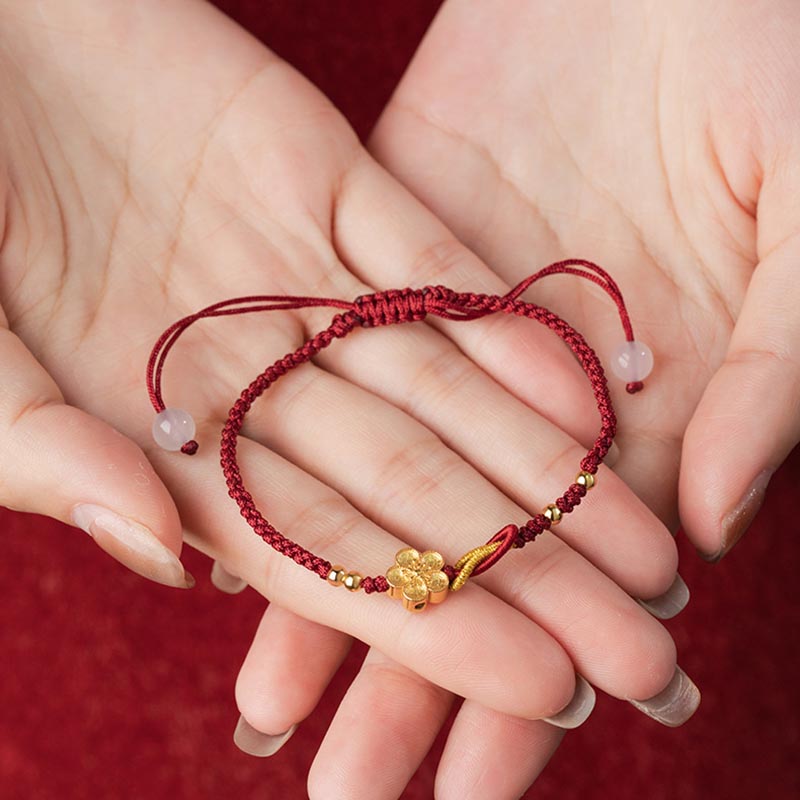 Nimara Ritual Handmade 925 Sterling Silver Cherry Blossoms Sakura Chalcedony Luck Bracelet