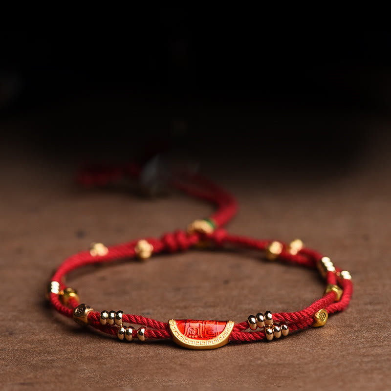 Nimara Ritual Handmade Cinnabar Dumplings Design Luck Braided Red Rope Bracelet