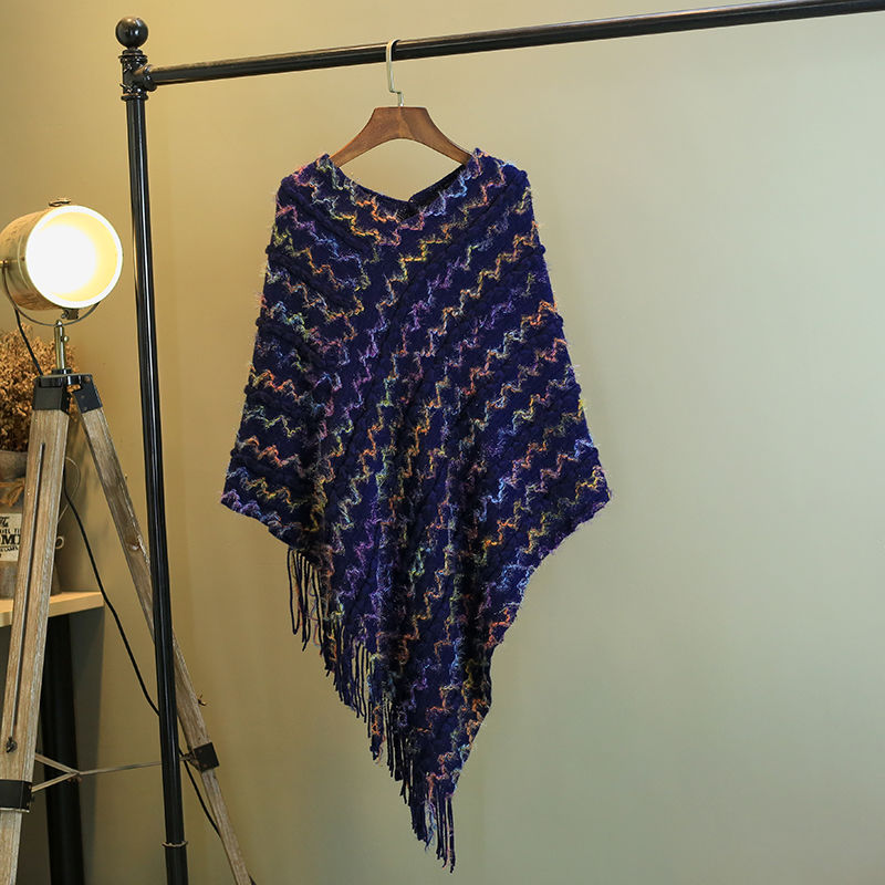 Nimara Ritual Tibetan Colorful Striped Shawl Tassels Pullover Winter Cozy Travel Scarf Wrap