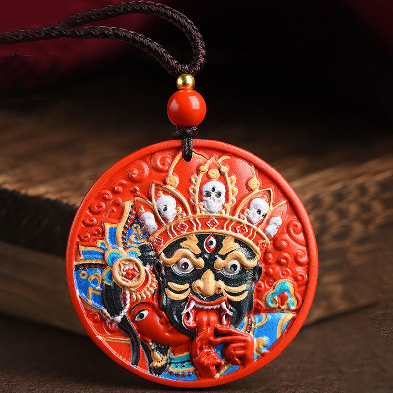 Nimara Ritual Zakiram Goddess of Wealth Painted Cinnabar Blessing Necklace Pendant