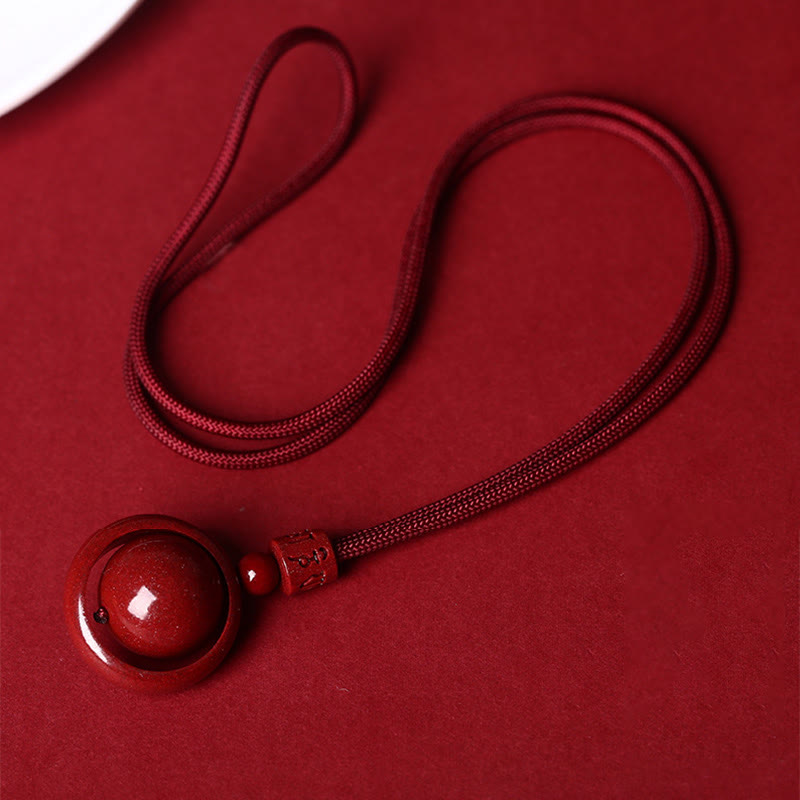 Nimara Ritual Cinnabar Om Mani Padme Hum PiXiu Blessing Lucky Bead Necklace Pendant