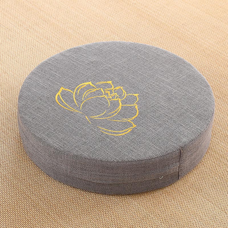 Nimara Ritual Lotus Embroidery Cotton Linen Meditation Seat Cushion