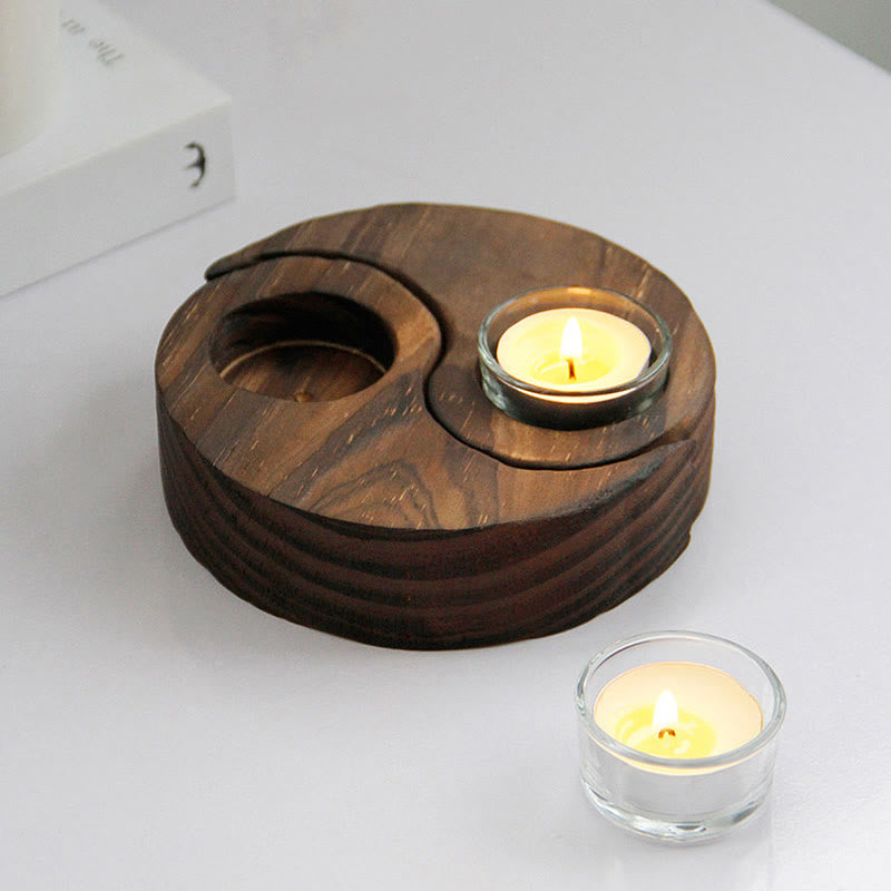 Nimara Ritual Yin Yang Wood Candle Holder Meditation Rituals Use Items