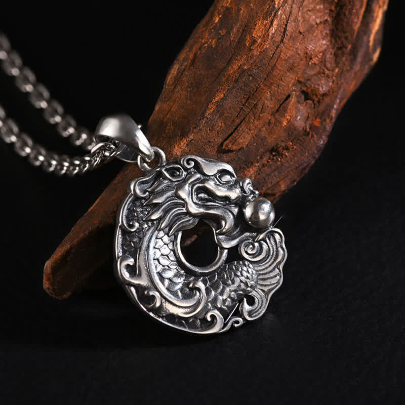 Nimara Ritual Koi Fish Dragon Peace Buckle Wealth Necklace Pendant