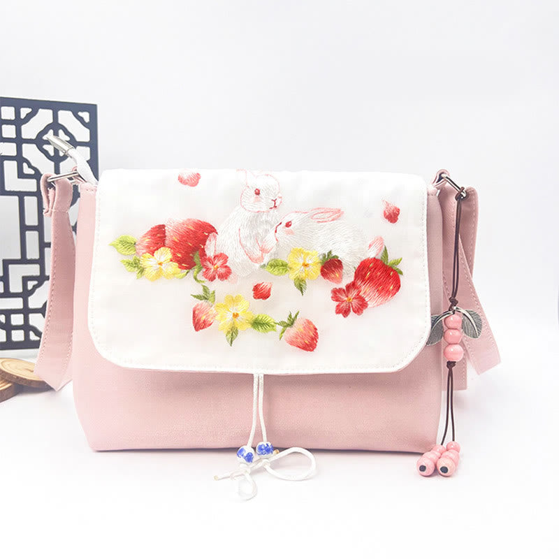 Nimara Ritual Embroidered Camellia Epiphyllum Gardenia Sakura Flowers Crossbody Bag Shoulder Bag Cellphone Bag