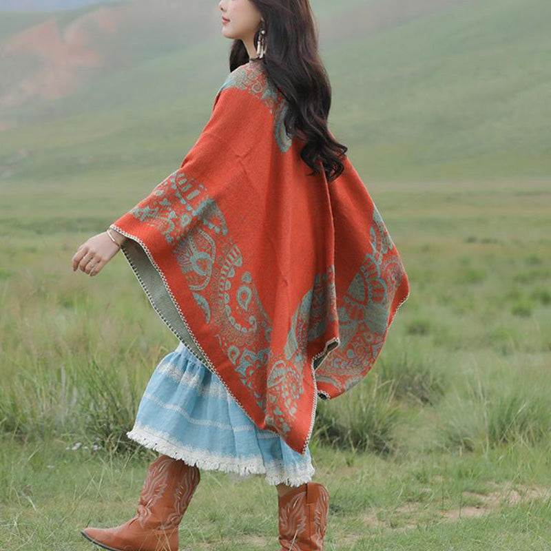Nimara Ritual Tibetan Shawl Simple Pattern Winter Cozy Travel Scarf Wrap