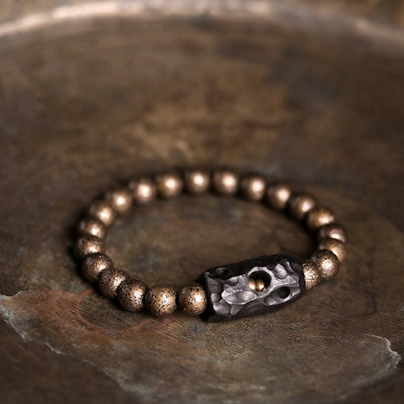 Nimara Ritual Tibet Ebony Wood Copper Peace Balance Beaded Bracelet