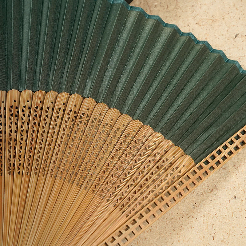 Nimara Ritual Vintage Handheld Folding Fan With Bamboo Frames