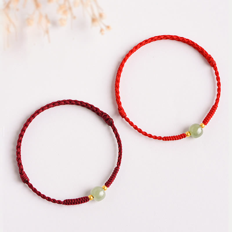 Nimara Ritual Handmade Jade Lucky Bead Prosperity Braided Bracelet