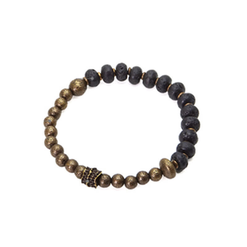 Nimara Ritual Lava Rock Stone Copper Balance Cuff Bracelet Bangle