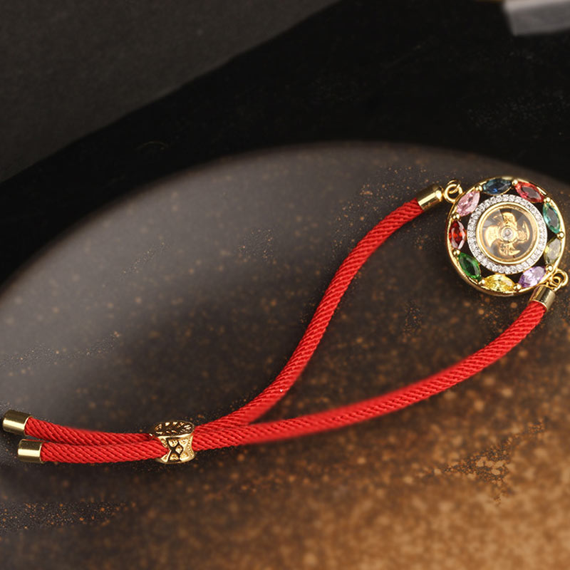 Nimara Ritual Colorful Zircon Copper Wealth Luck Rotation Bracelet Necklace Pendant