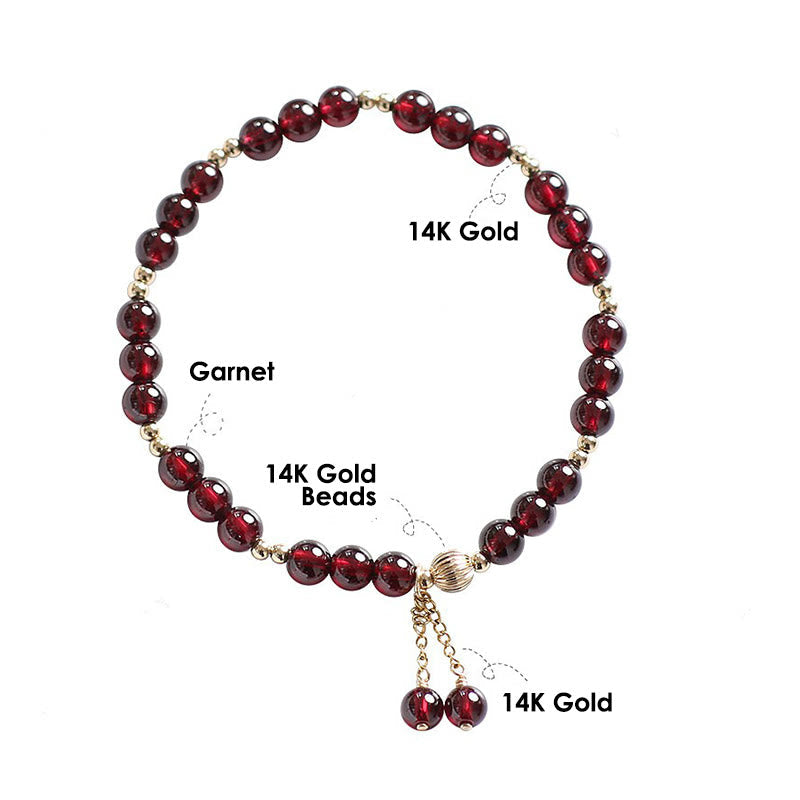 Nimara Ritual 14K Gold Plated Alloy Natural Garnet Calm Bracelet