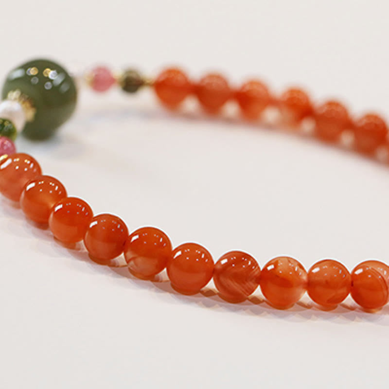Nimara Ritual Natural Red Agate Hetian Jade Bead Confidence Calm Bracelet