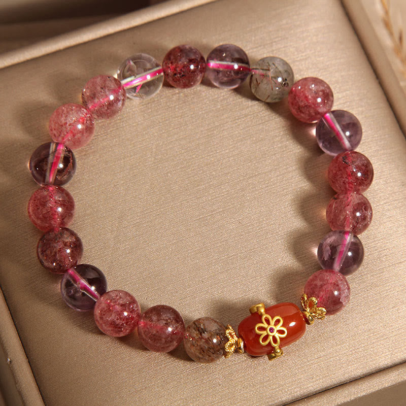Nimara Ritual Natural Super Seven Crystal Red Agate Positivity Bracelet