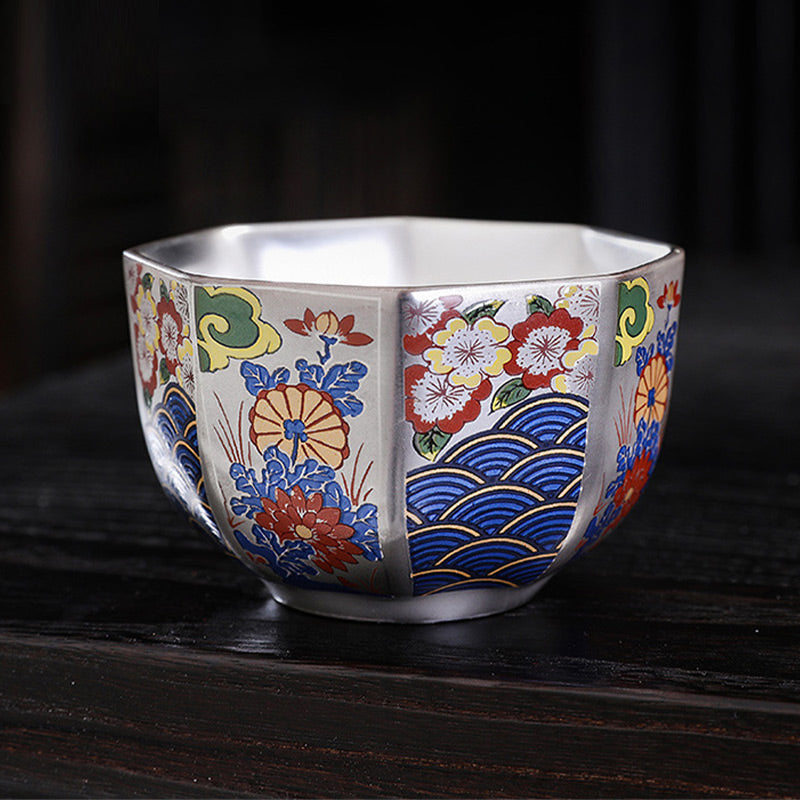 Nimara Ritual Chrysanthemum Flowers Ceramic Teacup Kung Fu Tea Cup
