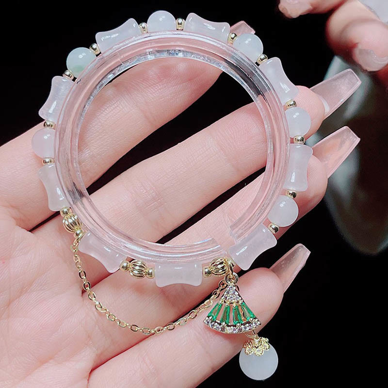 Nimara Ritual Tianshan White Jade Bamboo Pattern Luck Blessing Bracelet