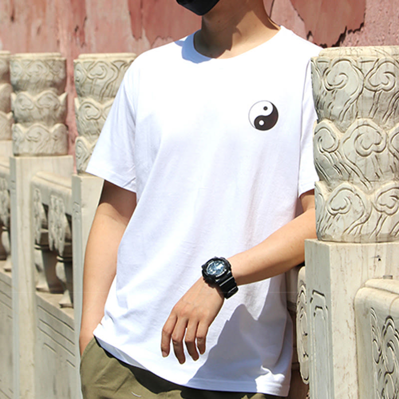 Nimara Ritual Men's Summer Round Neck Short Sleeve Yin Yang Cotton T-Shirt