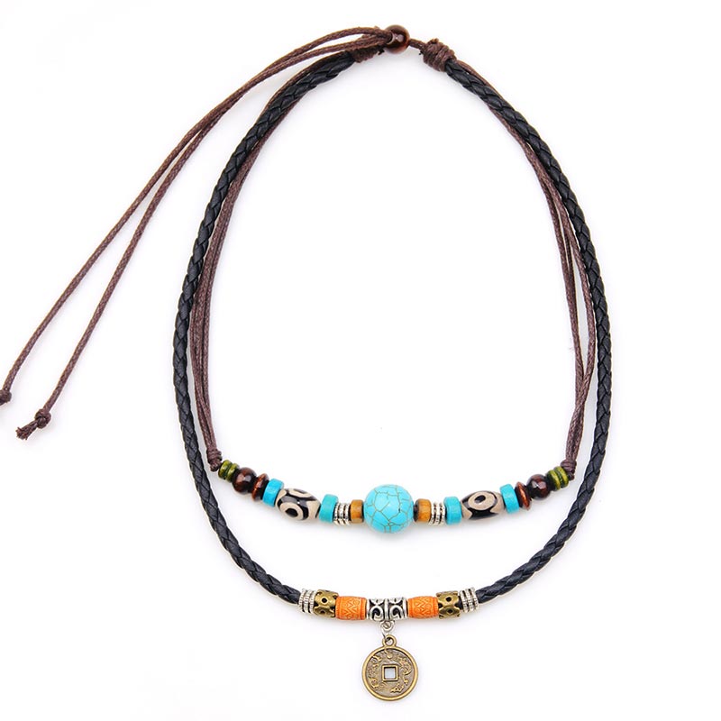 Nimara Ritual Turquoise Dzi Bead Protection Necklace